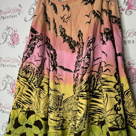 RDI Hawaii skirt sequin ombré pink orange yellow green sparkly shimmer volcano - Picture 2 of 15